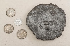 Silver coins on exhibit at the Museum of the Coastal Bend